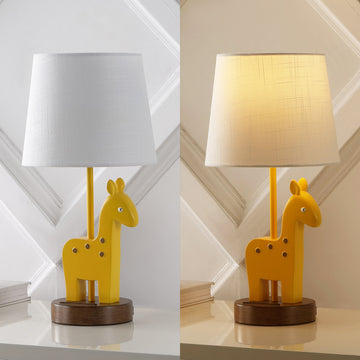 Sahara 17.5" Mid-Century Vintage Iron/Resin Giraffe LED Kids' Table Lamp with Phone Stand and USB Charging Port - JONATHAN Y